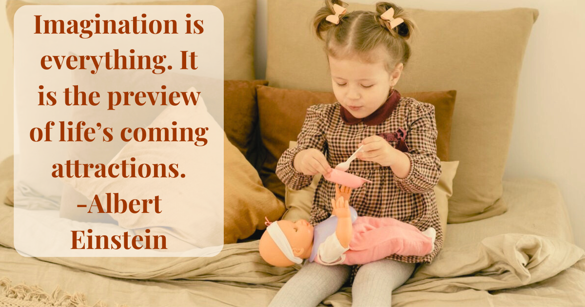 pretend play toys for 3 and 4 year olds. Preschooler playing with a babydoll toy.